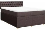 vidaXL Boxspringbett mit Matratze Dunkelbraun 160x200 cm Stoff - Braun