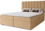 Boxbett Nero mit 2 Bettk&auml;sten, 120x200, Farbe: Beige, Velourstoff, Doppelbett mit