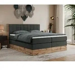 MKS MEBLE King Boxspringbett 160x200 mit Bettkasten Eiche, Polsterbett 160x200 mit