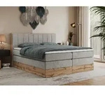 MKS MEBLE King Boxspringbett 160x200 mit Bettkasten Eiche, Polsterbett 160x200...