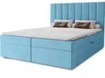 Boxbett Nero mit 2 Bettk&auml;sten, 180x200, Farbe: Blau, Velourstoff, Doppelbett mit