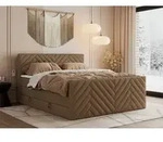 MKS MEBLE Boxspringbett 160x200 mit Bettkasten Matratze H3 - Paris King Duo - Braun