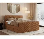 MKS MEBLE Boxspringbett 180x200 mit Bettkasten Matratze H3 - Paris King Duo - Orange