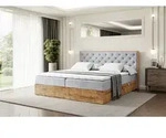 ALTDECOR Boxspringbett mit Eiche Holz LOLLI3 mit H3-Matratze, Kopfteil und Bettkasten