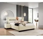 Polsterbett Doppelbett Set.3 HAMILTON 140x200cm Stoff Magic Velvet Creme - Wei&szlig;