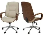 B&uuml;rostuhl MCW-O83, Drehstuhl Chefsessel , Kunstleder (280g/m2) Bugholz MVG-