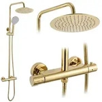 Duschset Ohne Auslauf Rea Lungo + Termostat Golden - Gold
