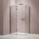 Eckdusche mit Dreht&uuml;r an Festfeld NT403 - 8 mm - Nano Klarglas - T&uuml;ranschlag...