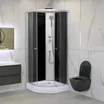 Belvit Eckdusche SK2401 &ndash; Komplettdusche mit ESG‐Glas, Schiebet&uuml;r und
