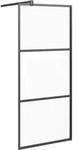 vidaXL Duschwand f&uuml;r Walk-In Dusche 80x195 cm ESG Mattiert Schwarz - Schwarz