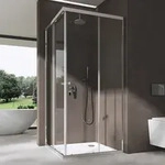 doporro Eckeinstieg Duschkabine Schiebet&uuml;r 90x120cm Duschabtrennung Klarglas