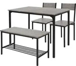 ML-Design Essgruppe f&uuml;r 4 Personen, Eiche-Grau, Esstisch Set mit 2 St&uuml;hlen 1...