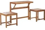 BELIANI 2-in-1 Gartenbank Hellbraun Akazienholz 90 cm Wandelbar Multifunktional