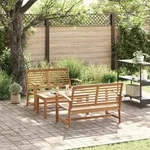 vidaXL Gartensofa-set 3 pcs Natur Massivholz Teak - Braun