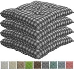 Stuhlkissen Genua 38x38 cm 4er Pack Sitzkissen mit Steppung, Farbe:Karo-Grau -...
