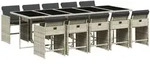 vidaXL 11-tlg. Garten-Essgruppe mit Kissen Hellgrau Poly Rattan - Grau