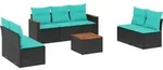 vidaXL 8-teiliges Gartensofa-Set mit Kissen, schwarzes Polyrattan - Schwarz