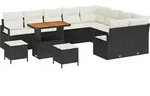 vidaXL Gartensofa-set mit Kissen 12 pcs Schwarz Poly-Rattan - Schwarz