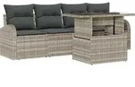 vidaXL Gartensofa-set mit Kissen 5 pcs Hellgrau Poly-Rattan - Hellgrau