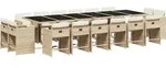 vidaXL 17-tlg. Garten-Essgruppe mit Kissen Beige Poly Rattan - Beige