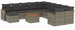 vidaXL 12-tlg. Garten-Sofagarnitur mit Kissen Grau Poly Rattan - Grau