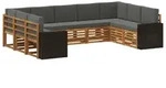 vidaXL Ecksofa Set mit Kissen 9 pcs Natur und Anthrazit Polyester - Braun