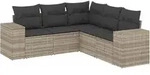 vidaXL 5-tlg. Garten-Sofagarnitur mit Kissen Hellgrau Poly Rattan - Grau