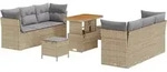 vidaXL Gartensofa-set mit Kissen 9 pcs Beige Poly-Rattan - Beige