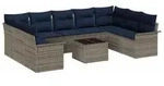 vidaXL Gartensofa-set mit Speicher 10 pcs Grau Poly-Rattan - Grau