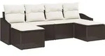 vidaXL Garten Essgruppe mit Kissen mit Speicher 6 pcs Braun und Creme - Braun