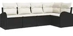 vidaXL Gartensofa-set mit Kissen 5 pcs Schwarz und Wei&szlig; Poly-Rattan - Schwarz