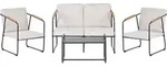 BELIANI Gartensofa Set Aluminium Lounge Set 4 Sitzer mit Tisch Hellbeige...
