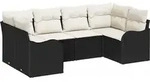 vidaXL Garten-Sofa-Set mit Speicher 6 pcs Schwarz und Wei&szlig; Poly Rattan -...