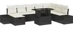 vidaXL Garten-Sofa-Set 9 pcs Schwarz Poly-Rattan - Schwarz