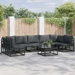 vidaXL Gartensofa-set mit Kissen 8 pcs Schwarz Aluminium - Schwarz
