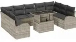 vidaXL Gartensofa-set mit Kissen 10 pcs Hellgrau Poly Rattan - Hellgrau