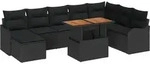 vidaXL Garten-Sofa-Set mit Speicher 9 pcs Schwarz Poly Rattan - Schwarz
