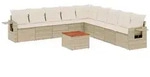 vidaXL 10-tlg. Garten-Sofagarnitur mit Kissen Beige Poly Rattan - Beige