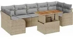vidaXL Garten-Sofa-Set mit Speicher 8 pcs Beige Poly Rattan - Beige