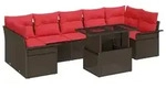 vidaXL Gartensofa-set mit Kissen 8 pcs Braun Poly-Rattan - Braun