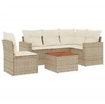 vidaXL 6-tlg. Garten-Sofagarnitur mit Kissen Beige Poly Rattan - Beige