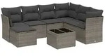 vidaXL 8-tlg. Garten-Sofagarnitur mit Kissen Grau Poly Rattan - Grau