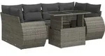 vidaXL 7-tlg. Garten-Sofagarnitur mit Kissen Grau Poly Rattan - Grau