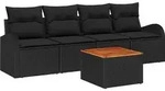 vidaXL Gartensofa-set mit Speicher 5 pcs Schwarz Poly-Rattan - Schwarz
