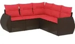 vidaXL 5-teiliges Gartensofa-Set mit Kissen, braun, Polyrattan - Braun
