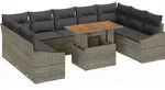 vidaXL Garten-Sofa-Set mit Speicher 10 pcs Grau Poly Rattan - Grau