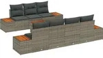 vidaXL Gartensofa-set mit Kissen 8 pcs Grau Poly Rattan - Grau