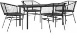 vidaXL 5-tlg. Garten-Essgruppe mit Kissen Schwarz Poly Rattan Glas - Schwarz