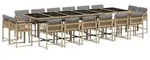 vidaXL 17-tlg. Garten-Essgruppe mit Kissen Beigemischung Poly Rattan - Beige