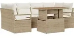 vidaXL Garten-Sofa-Set mit Speicher 7 pcs Beige Poly Rattan - Beige